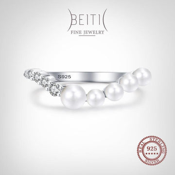 *NEW* Radiant AAAA Simulated Diamonds V Shape Elegant Pearl Sterling Silver Ring - The Jewellery Supermarket